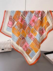 1 Stück Halstuch mit buntem geometrischem Muster aus Seide, kleines quadratisches Nickituch/Stirnband für Frauen