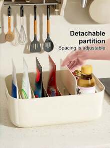 Removable Compartment Storage Box, Desktop Organizer Box, Household Living Room Kitchen Spice/Tea Bag Storage Basket, Divided Organizing Box, Multi-Purpose Storage Box, Suitable For Back To School, Dorms