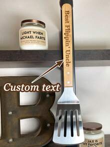 Customized BBQ Spatula,Custom Barbecue Tools With Text, Custom Wooden Handle Stainless Steel Spatula, Super Dad - Personalized Fun Grill Spatula For Fathers, Grandfathers - Sturdy Spatula,Reusable,Easy To Clean,Anti-Mold,Stainless