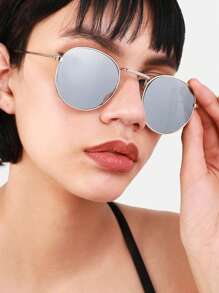 1pc Round Frame Stylish Y2K Fashion Fashion Glasses, Suitable For Outdoor Wear, Party, Street Photography