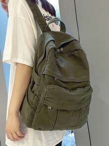 Versatile Fashion Women Canvas Backpack, Casual Rucksack, School Backpack, School Supplies, School Bag, Backpack For School, Back To School Backpack, School Bookbag, Big Backpack, Backpack School, Back To School Bags, Large Capacity, Lightweight, Portable, Classic Casual, Suitable For Teen Girls Women College Students, Rookies & White-Collar Workers, Perfect For Back To School, First Day Of School, College, Stadium, Sports