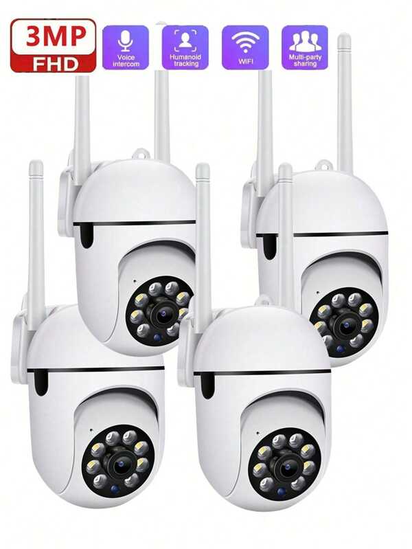 3MP Super HD 2.4G WiFi Smart IP Camera, Indoor & Outdoor Wireless Security Camera With 355° Pan-Tilt, USB Powered, Supports 5X Digital Zoom, Color Night Vision, Two-Way Audio, Human Detection And Auto Alarm