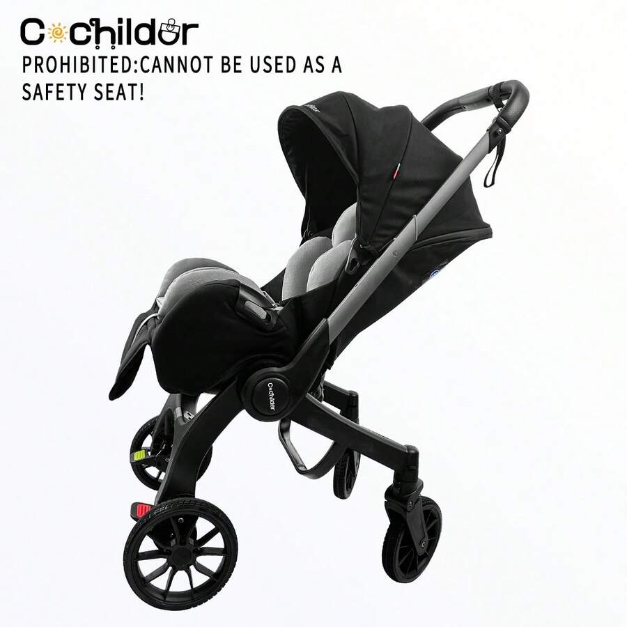 Portable Baby Stroller, Lightweight And Foldable, Metal Frame, Adjustable Seat Angle, Push Both Directions, Adjustable Sunshade Roof | Perfect For Travel And Outdoor Use, - Available In Multiple Colors, Black/Pink/Green - 黑色 - 查看 1