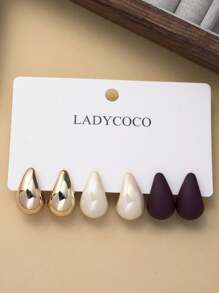 3 Pairs Classic Minimalist Waterdrop Design Earrings Set, Suitable For Women Daily Wear