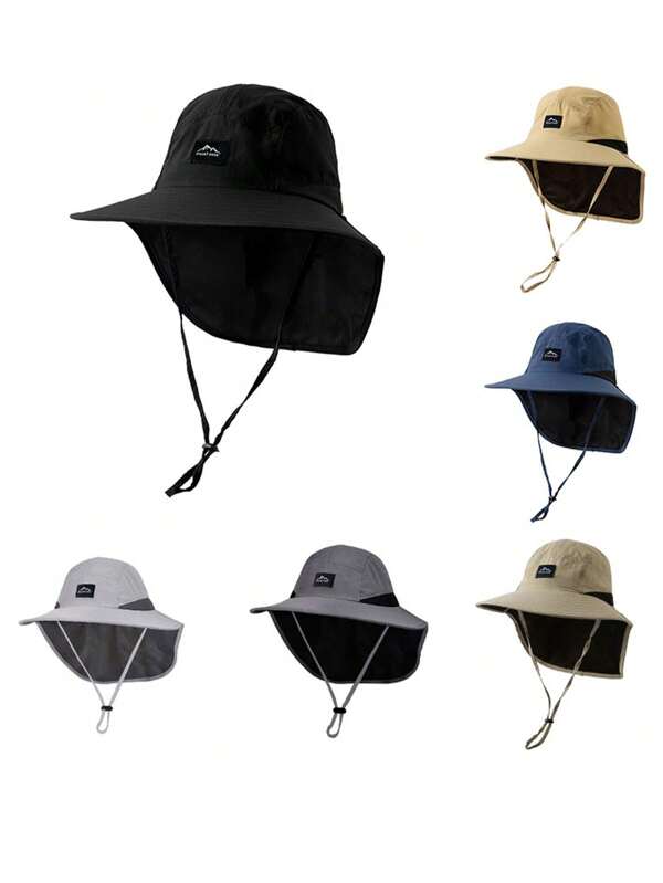Summer Men's Sunhat With Neck Flap Outdoor Hiking Cap Breathable Bucket Hat For Fishing/Travel