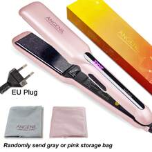 ANGENIL ANGENIL Argan Oil Flat Curler, Professional Portable Dual Voltage PET Hair Straightener, 1.6 Inch Wide Flat Clip For Thick Hair, Fast Straightening And Styling, LCD Display