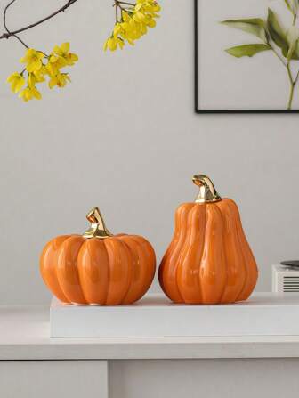 1 Ornamento de cerámica en forma de calabaza, moderno y sencillo, apto para decorar el escritorio, oficina y el hogar