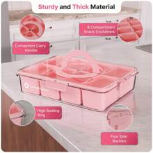 8-Compartment Snackle Box Container With Lid & Handle – Food-Safe PP Plastic Portable Snack Organizer For Charcuterie, Grid Storage Box, Large Capacity Refrigerator Fresh-Keeping Box, Portable Fruit Storage Box, Drain Box, Kitchen Seasoning Box, For Fruits, Nuts, Travel, Office & Picnics, Back To School, School Supplies, School Supplies 1PC