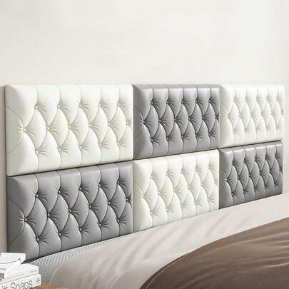 6 Piezas 35cm*70cm Papel tapiz de espuma 3D con grano, suave y texturizado (Grosor 0,4cm/0,16in), pegatina de pared de espuma autoadhesiva, reutilizable y recortable, decoración de fondo para dormitorio, revestimiento de pared aislante y reforzado, paquete suave para mesita de noche, impermeable, a prueba de humedad, a prueba de polvo y a prueba de golpes, decoración del hogar, decoración de pared, pegatinas de pared