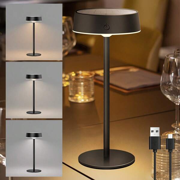 1pc Outdoor Solar Powered Table Lamp, Waterproof Shower Light, Battery Powered, 3 Adjustable Color Temperatures, Touchcontrol, Compact Rechargeable Night Light For Patio, Camping, Bedroom, Dining Room, Bar