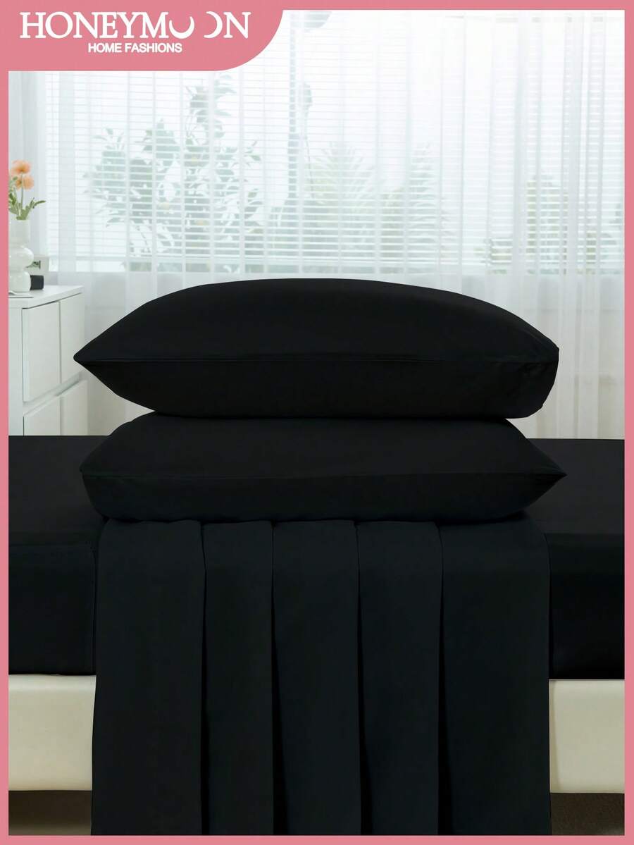 2件套超细纤维枕套（不含枕芯），柔软透气，100%超细纤维材质，轻盈如云，信封式开口，四季皆可机洗，通过Oeko-Tex认证 - 黑色 - 查看 1