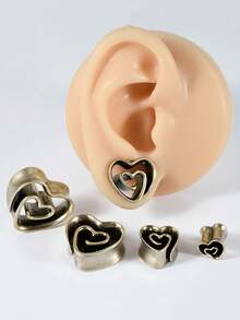 PAIR Heart Shape Spiral Ear Gauges Heart Tunnels Plugs Ear Tunnels Ear Stretchers Stainless Steel Piercings 8mm-25mm