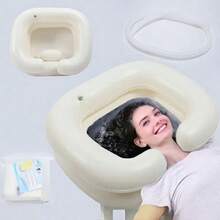 1pc Inflatable Shampoo Basin Bedside And Bed Portable Shampoo Basin, Suitable For The Elderly, Disabled, Pregnant Women, Injured, Bedridden, And Disabled. Lightweight Shampoo Basin With Shampoo Sink, No Bending Down To Wash Hair, Foldable Lying Down Shampoo Pillow, PVC Shampoo Basin, Built-In Beige Bedridden Pregnant Bed Bathtub - Multicolor - View 7