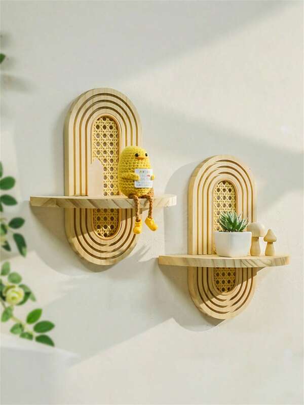 2 Pieces, Bohemian Style Wall Decoration, Hanging Rack Floating Rack, Suitable For Nurseries, Bedrooms, Living Rooms, Aesthetic Wall Decoration, Modern Rainbow Wall Candlestick