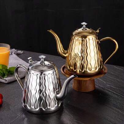 1pc Thickened Stainless Steel Pineapple Pot With Filter, Tea Kettle, Coffee Pot, Hotel Restaurant, Cold Water Pot, Induction Cooker, Kettle