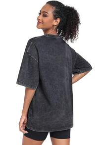 Womens Washed Vintage Oversized T-Shirt Casual Baggy Streetwear Boyfriend Tee Workout Short Sleeve Cotton Tops - 粉紅色+米色+黑色 - 查看 5