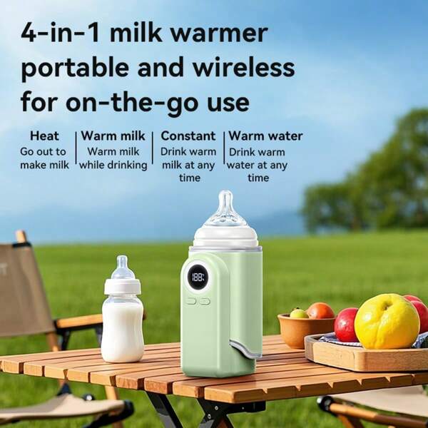 4-In-1 Portable Milk Warmer, Convenient For Outdoor Use, Rechargeable, Wireless Operation