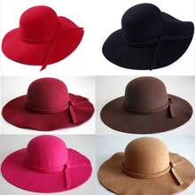 Women Wide Brimmed Dome Hat, Foldable Retro Floppy Fedora Hat, Casual Felt Bowler Sun Cap