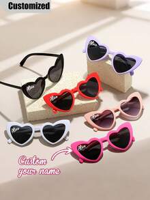 Personalized Custom Name Fashion Bridal Fashion Glasses, Unique Bridesmaid Gifts, Bachelorette Party Gifts, Custom Heart Shaped Bridesmaid Fashion Glasses, Wedding Gifts, Heart Shaped Glasses Candy Color Frameless Fun Heart Shaped Glasses For Women Men Party Gifts, Stylish, Fashionable, High Quality, Modern - Multicolor - View 11