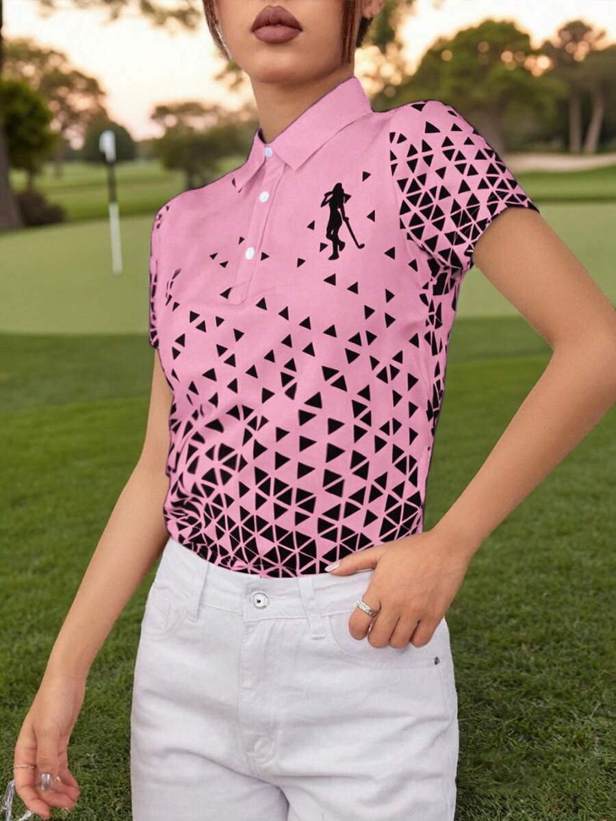 2025 Spring & Summer Holiday Casual Sports Golf Ladies Triangle Graphic ...