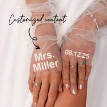 Bridal Arm Sleeves, White Tulle Wedding Arm Sleeves, Customizable Wedding Arm Sleeves, Personalized Bridal Arm Sleeves, Customized Bridal Arm Sleeves, Wedding Dress Arm Sleeves, Customized Text Bridal Arm Sleeves, Customized Wedding Date Bridal Arm Sleeves, Customized Tulle Arm Sleeves