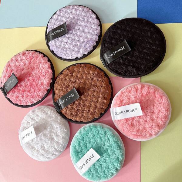 5pcs Pineapple Texture Reusable Makeup Remover Sponge, Double-Sided Round Cleansing Wet Powder Puff, Makeup Remover Pad