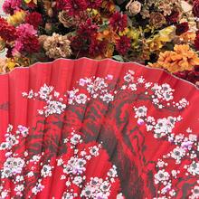 Giant Large Hanging Fan Chinese Decorative Fan Large Folding Fan Extra Large Background Wall Decoration Mural Chinese Fan Half-Moon Window Decoration Traditional Handmade Bamboo Decorative Folding Fan Perfect For Home Decoration, Wedding, Photography Background And Cultural Events | Auspicious Design | Exquisite Details, Chinese Home Decoration - 紅佈白梅 - 查看 5
