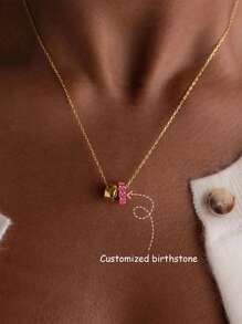 1PC Customizable December Birthstone With A High-End Feel, Double Circle Full Of Diamonds, Fashionable And Light Luxury, Elegant And Luxurious Necklace, Versatile For Ladies, Collarbone Chain