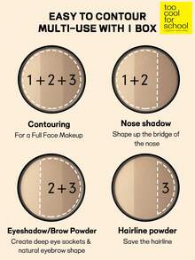 Too Cool for School K-Beauty Matte Powder Contour Palette,With 1 Brush Giveaway, Light, Smooth, Velety Texture ,With Mirror, Slimming Facial Nose, Natural Gradation, Bronzer Contour Palette, K-Beauty - #2 Morden Beige - View 3