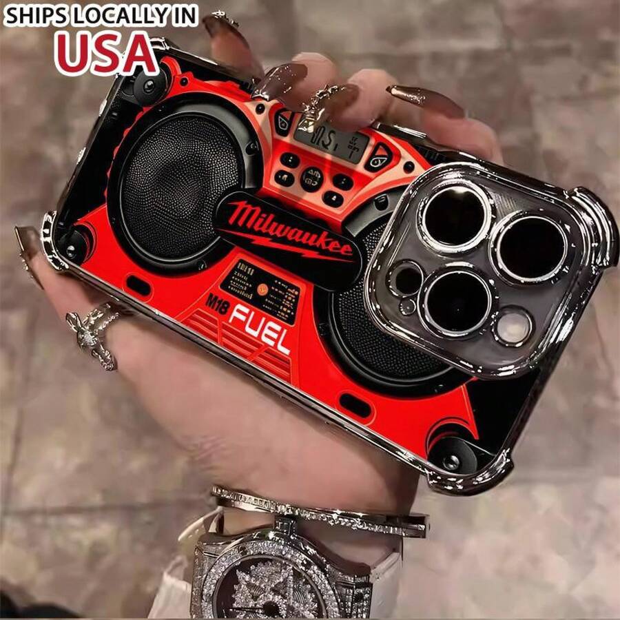 Designed For IPhone 16/15/14/13/12/11 Xs Pro Max Plus Phone Case Luxury Electroplated Clear Drop Protection Four Corner Anti Shockproof Protective Limited Edition Men Girl Western Tify Case Cover Milwaukee Tool M18 Fuel 07v-I102 Collection - 黑色 - 查看 1