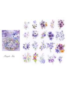 1包20张浪漫植物贴纸。PET材质。白色墨水贴纸包，浪漫花店清新ins风，女生笔记本DIY装饰材料，风景贴纸，学校用品，返校季