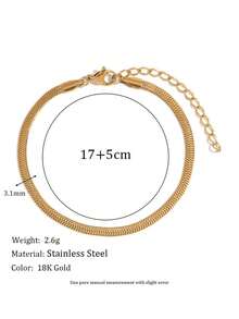 Bộ 6 chiếc/bộ thép không gỉ vàng 18K thời trang nữ nhiều lớp chuỗi hạt rắn mini cổ điển, chống xỉn màu, đeo hàng ngày, dự tiệc - Vàng - Xem 7