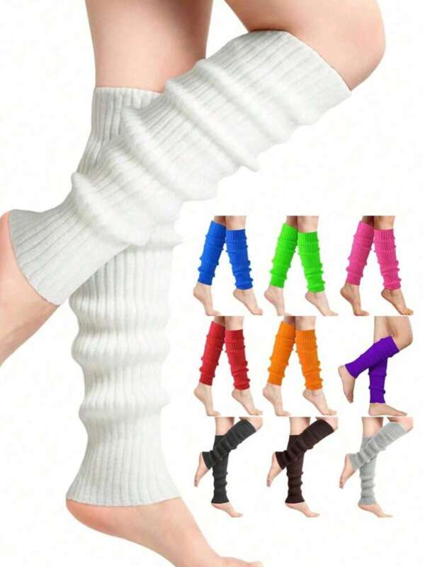 Leg Warmers For Women - Leg Warmers 80s Ribbed Knitted Long Socks For Party Sports, Y2K