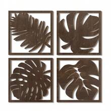 1/75 Seturi disponibile, 4 buc/set Broaște țestoase maro cu spate, frunze verzi, plante, model pătrat, decorațiuni de artă modernă, plăci și semne, decorațiuni interioare, decorațiuni pentru camere (cu lipici punctat)