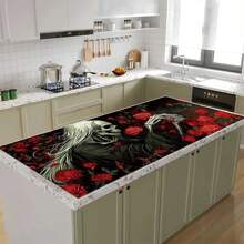 1 pieza Felpudo absorbente con estampado de esqueleto de Halloween para encimeras de cocina, tazones, platos, con alta absorbencia que oculta las manchas, con respaldo de goma, estera multifuncional para cafeteras, escurreplatos, utensilios de cocina