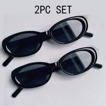 Lunettes style millénaire Y2K avec un petit cadre étroit ovale noir