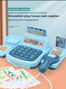 互动超市收银玩具，迷你模拟收银机游戏套装，含游戏币及配件，角色扮演游戏套装，扫描仪，声光效果。益智角色扮演游戏，节日礼物，生日礼物，儿童超市，超市收银机，迷你超市，蛋糕甜点