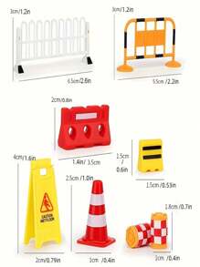 9pcs/Set Mini Traffic Cones Set, Plastic Road Signage Toy, Construction Theme Party Cake Decorations & Gift