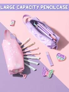 3pc Backpack For Girls, Waterproof Kids Backpack With Lunch Box & Pencil Case Set, Bookbag School Bag, School Supplies For Kids Kindergarten Middle High School Students, Back To School Gift For Daughter Granddaughter Niece Sister Friend - 紫色 - 查看 8