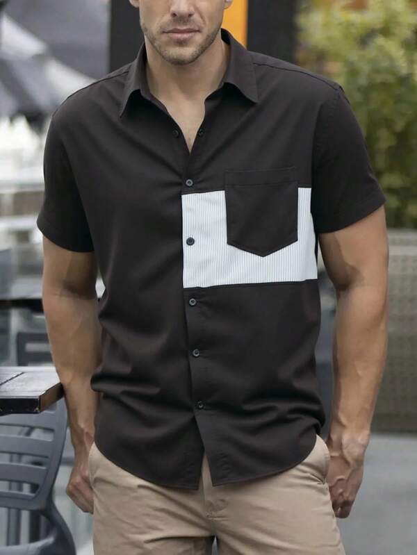 Camicia casual a maniche corte di moda di strada da uomo, estiva