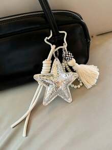 Blogger Shared Personalized Car Key Chain, DIY Creative Key Chain, Key Pendant, Heart Star Pendant, Backpack Pendant, Handmade Woven Keychain, Backpack Decoration - Multicolor - View 5