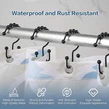 1/6 件浴帘挂钩，不锈钢滚轮防锈平衡滑动防掉落双钩浴室浴帘挂钩