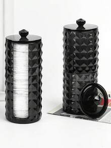 Qtips 浴室收纳盒、化妆球分配器、透明药瓶套装（用于存放化妆棉、牙线棒） - 彩色 - 查看 2