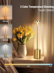 1Pack LED Cordless Table Lamp Portable Rechargeable Table Lamp Touch Control Outdoor Table Lamp 3 Color Dimmable Cordless Table Lamps For Restaurant Patio Bedroom Outdoor Dating