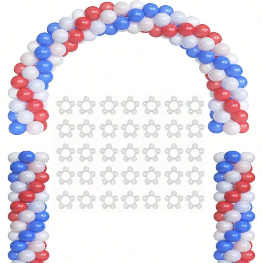 100pcs Balloon Clips, Balloon Arch Bracket Buckles, Balloon Connector Clip Brackets For Decorating Balloon Arch Columns, Flower Garlands, Birthday And Wedding Decorations - White - View 1