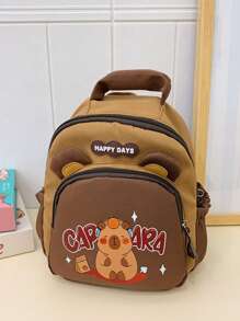 1 pieza Capibara personalizado, Bolso de doble clic, Mochila personalizada con estampado de Capibara de dibujos animados con nombre personalizado para niños y niñas, mochila mini ligera y linda con nombre personalizado o texto festivo, bolso de moda con cierre de cremallera de nailon, bolso casual multifuncional para uso diario, regalo perfecto entre amigos, multifuncional, ornamental, letra, elegante, moderno, colorido, lindo, adorable, casual, personalizado, único, personalizado, regalos ideales para él, regalos ideales para ella