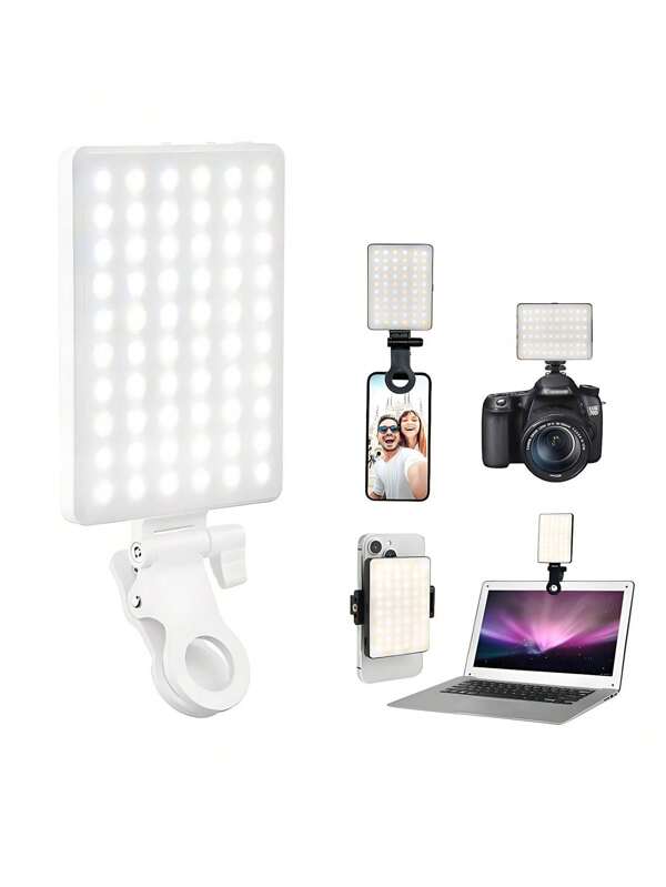 1 PC 60 LED Selfie Light Rechargeable 5V Type-C Clip Fill Video Light With Front & Back Clip, Adjusted 3 In 1 Light Colors Brightness Dimmable Laptop, For Makeup, Selfie, Vlog, Video Conference