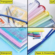 10pcs/5pcs/1pc Zipper File Bags, Waterproof Plastic Mesh Pouch For Office School, Board Game Storage Bags, Multifunctional Colorful Waterproof Zipper Bags, Convenient For Organization, Can Be Used For Storing Study Supplies, Puzzle Toys, And Office Supplies.(Size 24cm*11cm/9.4in*4.3in, Multicolored), Pencil Case, Pencil Pouch, School Bag, School Supplies, Back To School