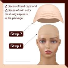 2pcs Bald Cap Makeup Latex Bald Wig Cap For Men & Women, Solid Brown Color, Suitable For Role Play, All Season Costume For Halloween