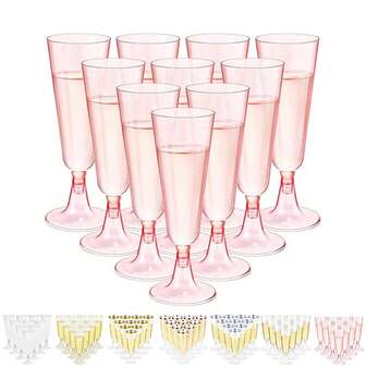 10 Pcs Clear Champagne Flutes 5 OZ 150ml Glitter Champagne Flutes Reusable Stemmed Party Wine Cups Crystal Wine Cocktail Cups For Garden Wedding Birthday Anniversary Party